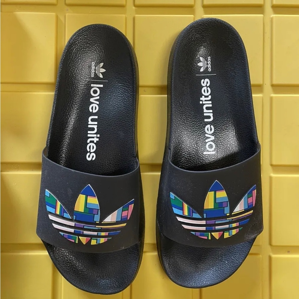 Adidas Love Unites Adilette Slides; Limited Edition For Pride 2020 Mens Size 11